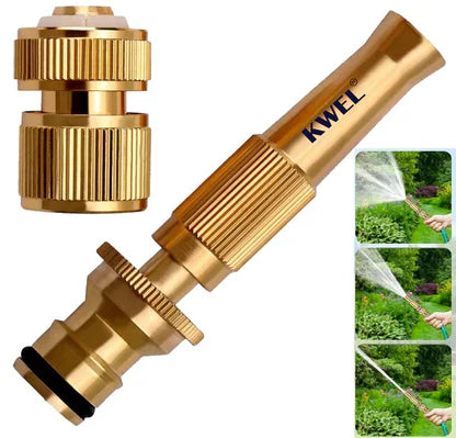 Brass Water Spray Nozzle Suitable for 1/2" Hose Pipe Adjustable Nozzle, Spray Gun for Car , Bike, solar penal & Gardening Water Pressure Nozzle, Solid Brass Heavy Duty Jet Garden Hose Twist Nozzle