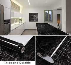 Self Adhesive Black & White Marble Sheet for Kitchen | Anti Oil & Heat Resistant