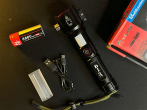 Rechargeable Multi Functional Emergency ABD 22-10 Torch Imported 6-in-1 Flashlight & Power Bank – 2KM Range