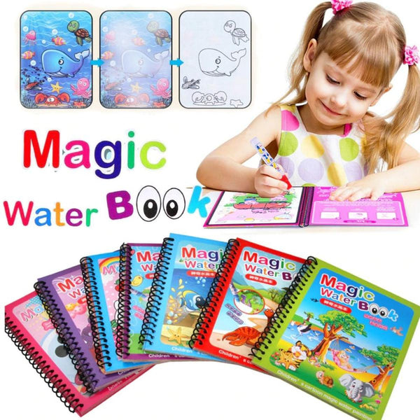 Reusable Magic Water Quick Dry Book for Water Coloring with Magic Pen Painting Board (Random Design & Assorted Color) (Multi Color,