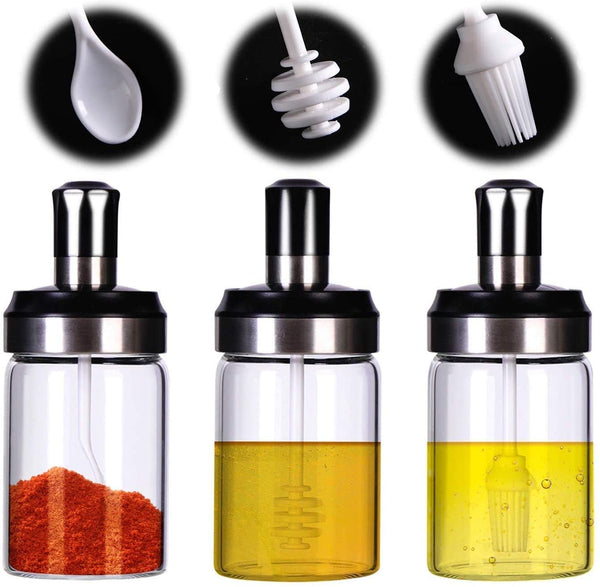 Oil Bottle with Spice Seasoning Jar 5 Set Oil Bottle 500ml Spice Jar 250ml