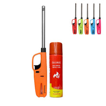 Gas Lighter, Refillable with Small Refill Can, Multicolor Pack of 1