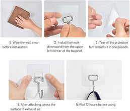 Hook for Hanging Strong, Hooks for Wall Without Drilling, Hooks for Wall Seamless Design (Pack of 10)