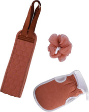 3 Pieces Bath Shower Sponge Set for Cleaning Body, Bath Back Scrubber, Exfoliating Gloves, Honeycomb Sponge.