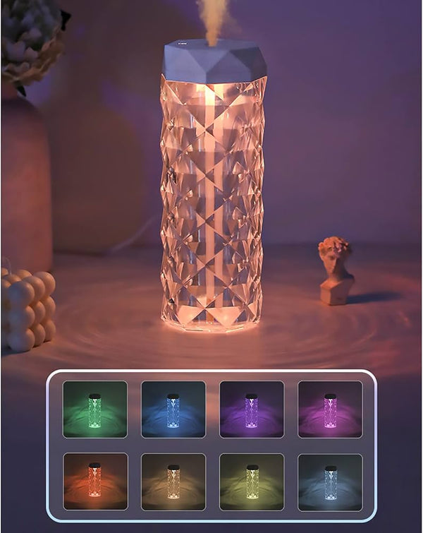 Crystal Lamp Humidifier, with 7 Colors Touch Control Night Light Noiseless Humidifier