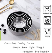 [Set of 5] Stackable Stainless Steel Snack Food Storage Containers With Lids, Leakproof Clear Lids For Lunch