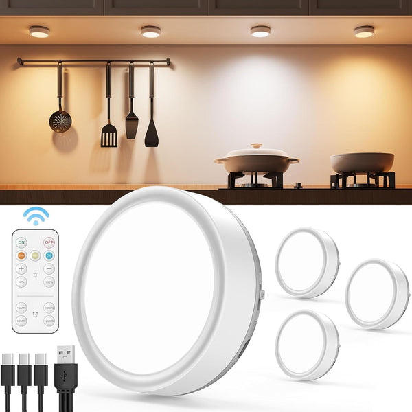 Tap LED Light With Remote Control  Cell Operated ( Pack of 3 Lights)