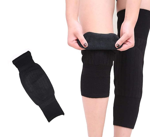 Winter Warm Knee Pads for Men And Women - Wool Material, Hand Washable, Elastic, No Feathers (Pair)
