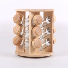 12Pcs Jars Wood Spice Rack