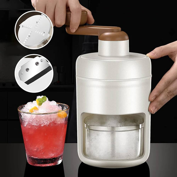 Manual Ice Crusher, Portable Shaved Ice Machine with Ice Box