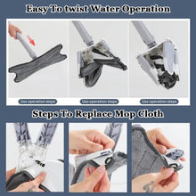 X-Type Flat Floor Mop with Replace Cloth Heads 360 Degree Squeeze Mop Hand-Free