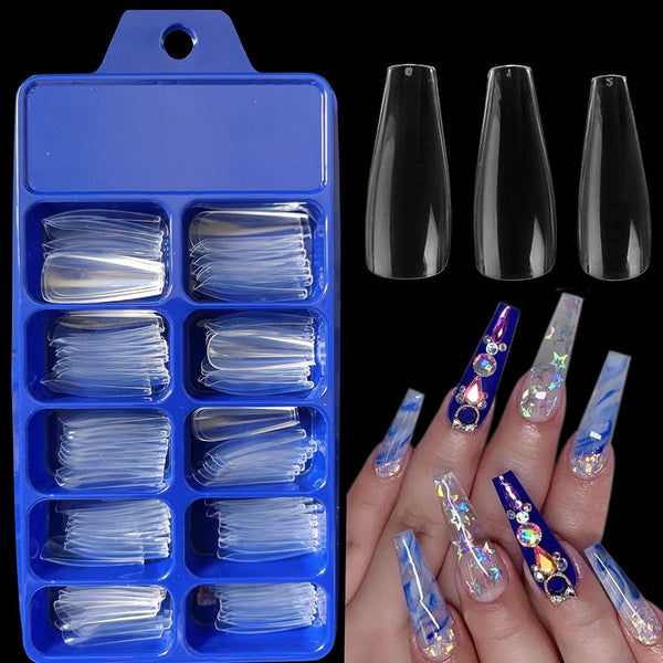 Artificial Reusable Nails Set With One 3gm Nail Glue, Perfect For Nails Extension -100 Nails & One Nail Glue(3gm) FREE