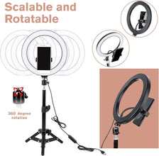 3 Shades Ring Light LED 26cm Photography Lighting Video Studio Live Selfie Makeup Ring light (Set)