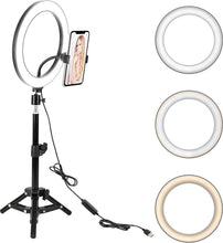 3 Shades Ring Light LED 26cm Photography Lighting Video Studio Live Selfie Makeup Ring light (Set)