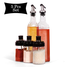 Oil Bottle with Spice Seasoning Jar 5 Set Oil Bottle 500ml Spice Jar 250ml