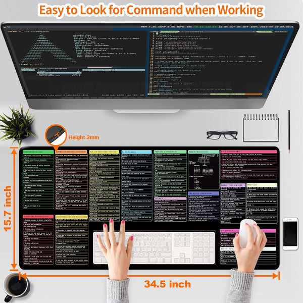 Non-Slip Rectangle Mousepad, WIRESTER Shortcut Keys Mouse Pad for Home, Office and Gaming Desk