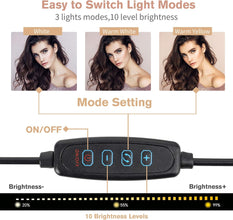 3 Shades Ring Light LED 26cm Photography Lighting Video Studio Live Selfie Makeup Ring light (Set)