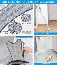 X-Type Flat Floor Mop with Replace Cloth Heads 360 Degree Squeeze Mop Hand-Free