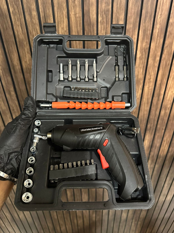 Cordless Screwdriver,1800mAh with 46 Accessories, USB Charger,Compact Box,DIY Gift,Electric Screwdriver Kit with 30 Short Heads,8 Handles