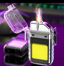 Rechargeable electric arc cigarette lighter floodlight outdoor multifunctional lighter flashlight Mini portable keychain light