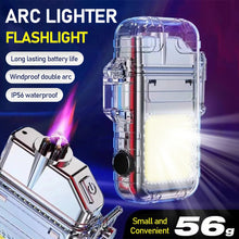 Rechargeable electric arc cigarette lighter floodlight outdoor multifunctional lighter flashlight Mini portable keychain light