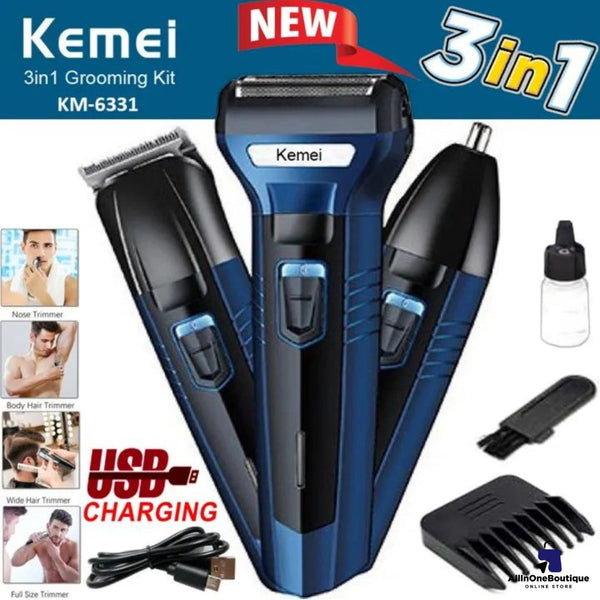 Kemei KM-6330 ( 3 In 1 ) Hair Trimmer - Rechargeable Hair Clipper