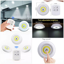 Tap LED Light With Remote Control  Cell Operated ( Pack of 3 Lights)